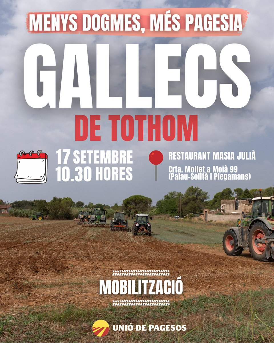 Nacionalistes als Carrers (@naciocarrers) on Twitter photo Nacionalistes als Carrers d贸na suport a aquesta mobilitzaci贸!
Sempre al costat de la pagesia! 馃殰
#StopAgenda2030 Nacionalistes als Carrers d贸na suport a aquesta mobilitzaci贸!
Sempre al costat de la pagesia! 馃殰
#StopAgenda2030