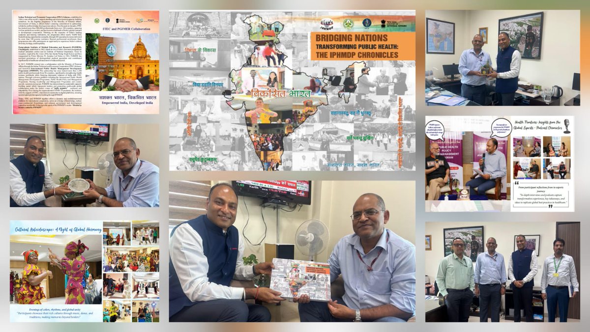 iphmdp's tweet image. Strengthening partnerships, shaping #GlobalHealth Prof. Sonu Goel presented Coffee Table Book “Bridging Nations, Transforming Public Health: The IPHMDP Chronicles” to @VirajSinghIFS ,Additional Secretary, Ministry of External Affairs, showcasing 10 yrs of #IPHMDP