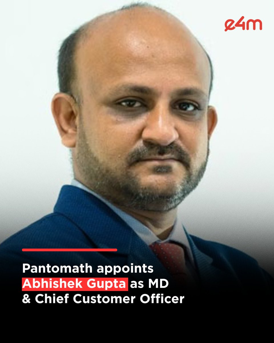 e4mtweets's tweet image. @pantomath_group appoints #AbhishekGupta as Managing Director &amp;amp; Chief Customer Officer.
He was formerly the CMO of Edelweiss Life Insurance.

Read the full Story : exchange4media.com/industry-brief…

@mahavirlunawat 

#LeadershipUpdate #Pantomath #AbhishekGupta #CorporateLeadership…