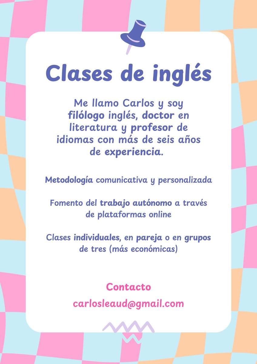 estoy empezando (de nuevo) como profesor de inglés online y me haríais un favorazo con un simple RT🥰

tengo experiencia con universidades y empresas internacionales, directores de cine, gestores culturales...👨🏻‍🏫

más info en carlosleaud@gmail.com 📨

¡gracias! 🫰🏻