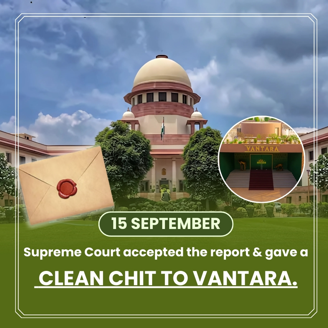 RelianceGroup12's tweet image. Supreme Court ne diya Vantara ko clean chit ✅
#VantaraForAnimals #VantaraCleanChit #SupremeCourt #anantambani