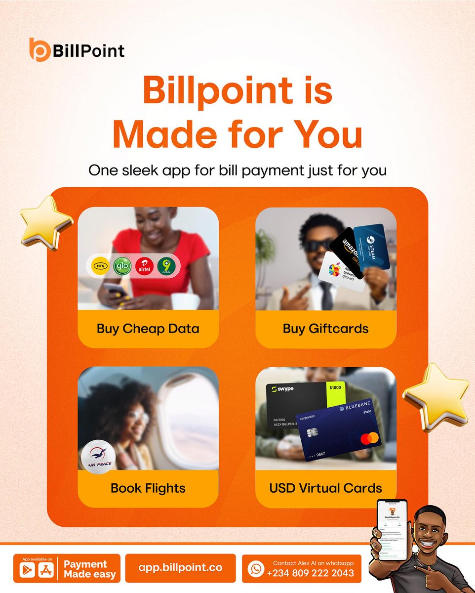 Billpointafrica's tweet photo. Life doesn’t wait, why should your bills? ⚡📺📶
With Billpoint, pay electricity, TV, data, and airtime in seconds.
Fast. Secure. Stress-free.
#Billpoint #billpointapp
#blord_group #explore
#billpayment https://t.co/CVB2zsmogu