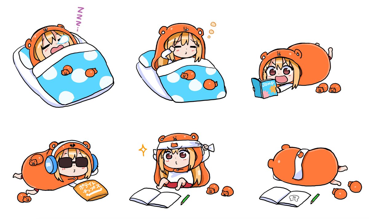 うまるちゃん＆サミちゃんの日常で使い勝手の良い絵を描きました