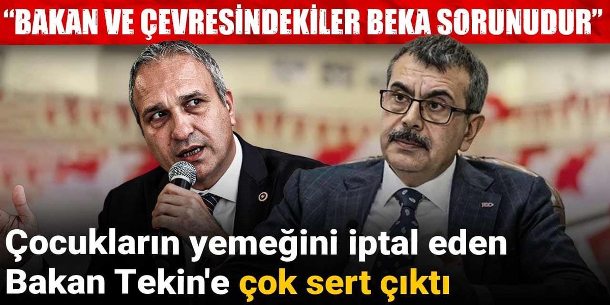Çocukların yemeğini iptal eden Bakan Tekin'e çok sert çıktı 

"Bakan ve çevresindekiler beka sorunudur" 
halktv.com.tr/gundem/cocukla…