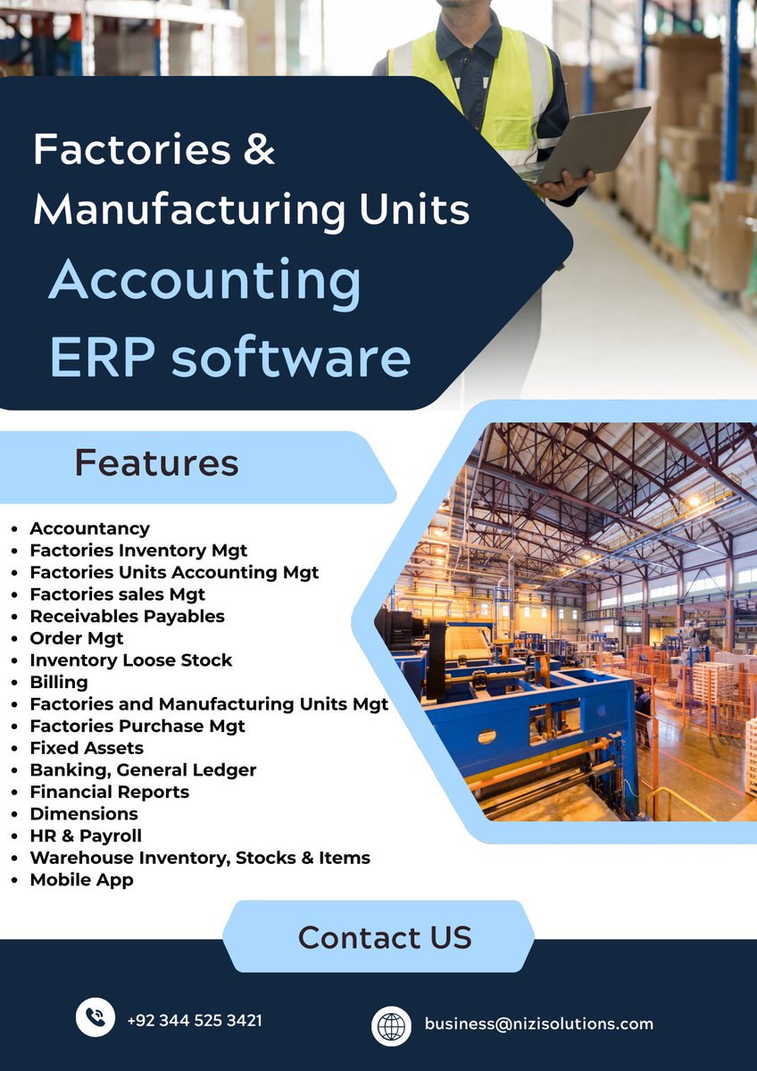 nizisolutions's tweet image. 🏭 Running a factory? Simplify it with Factories Manufacturing Software by Nizi Solutions.

✅ Real-time monitoring
✅ Supply chain &amp;amp; inventory control
✅ Automated reporting &amp;amp; insights
 👉 nizisolutions.com/factories-manu…
#Manufacturing #ERP #FactoryManagement #NiziSolutions