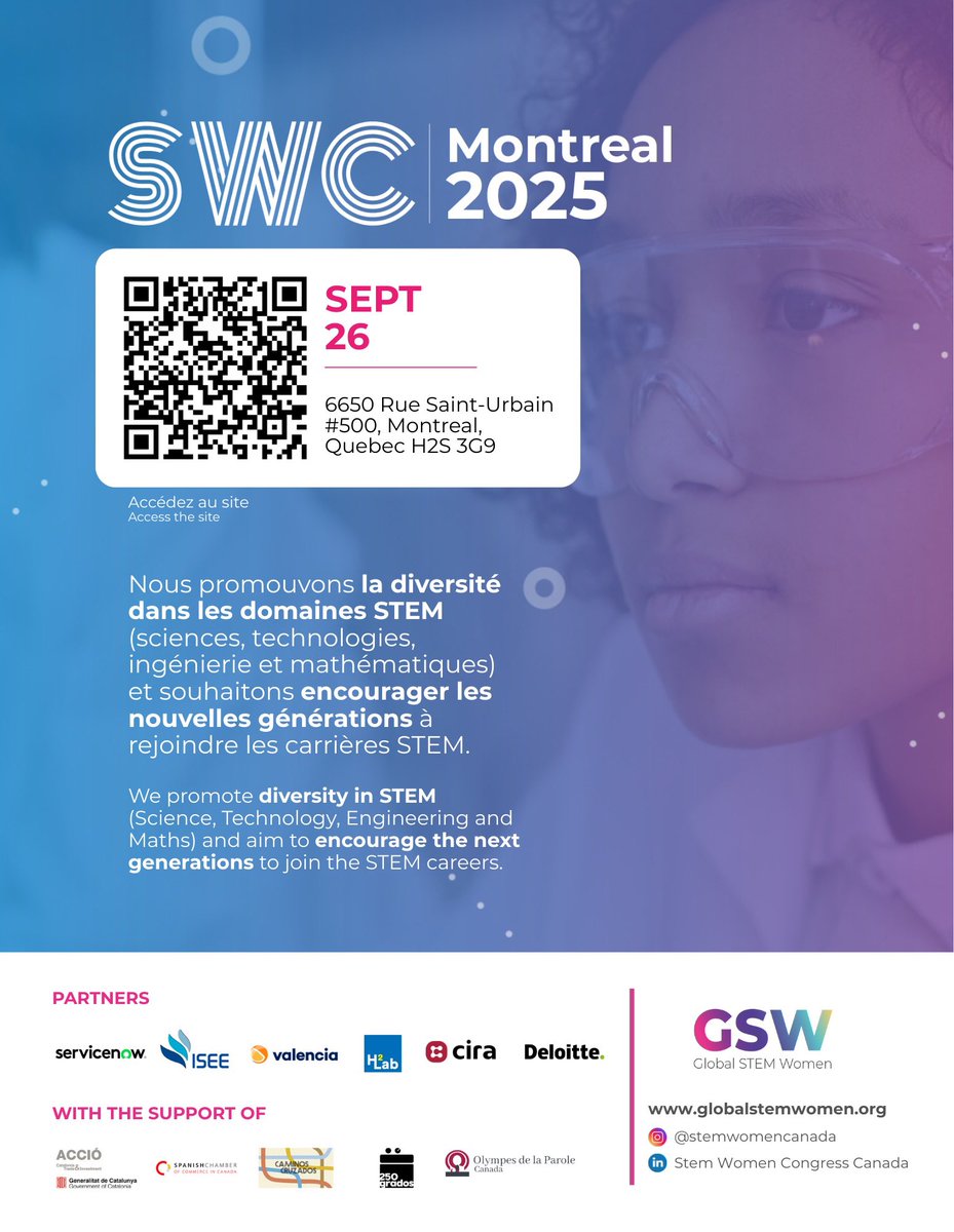 🚀 Montreal opens its doors to the future.
@EmbEspCan joins #SWCMontreal2025, a gathering that brings together talent and innovation in STEM to promote gender equality, share experiences, and generate global impact.
See you at #SWCMontreal2025!
📆 September 26
📍 ServiceNow