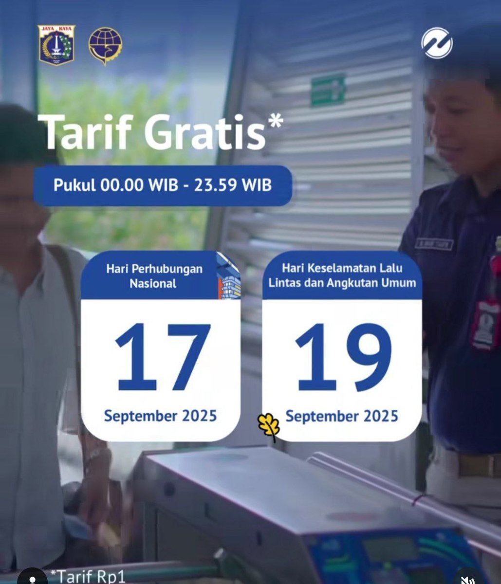 Halo warga jakarta
Info buat pengguna transum  MRT sama TJ besok gratis (1perak)