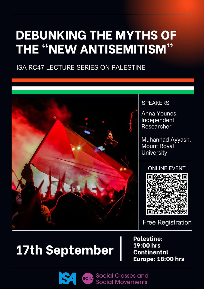 Join us tomorrow to debunk the myths of new antisemitism <a href="/open_Movements/">RC47 Social Classes and Social Movements - ISA</a> <a href="/AyyashMohannad/">Muhannad Ayyash</a> #ISARC47