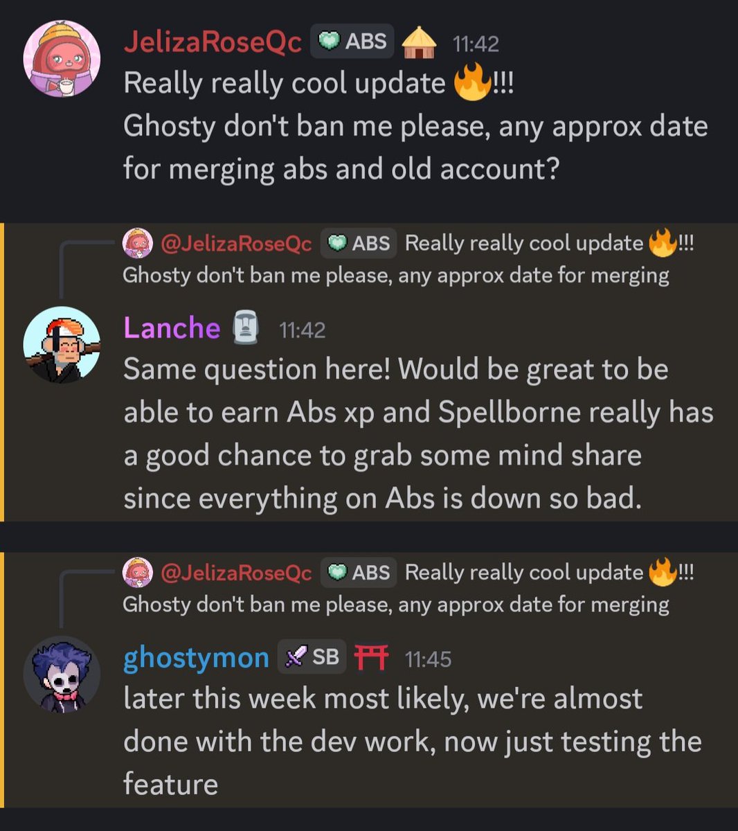 JelizaRoseQc's tweet image. SOOOOOOOON 😱
🚨 Important info for @spellbornegame OG with new @AbstractChain wallet
Probably in the next week you will be able to merge your old account with your Abs one ✳️
This is a huge! Why?
Because you can earn XP by spinning the machine AND playing Spellborne!
As you…
