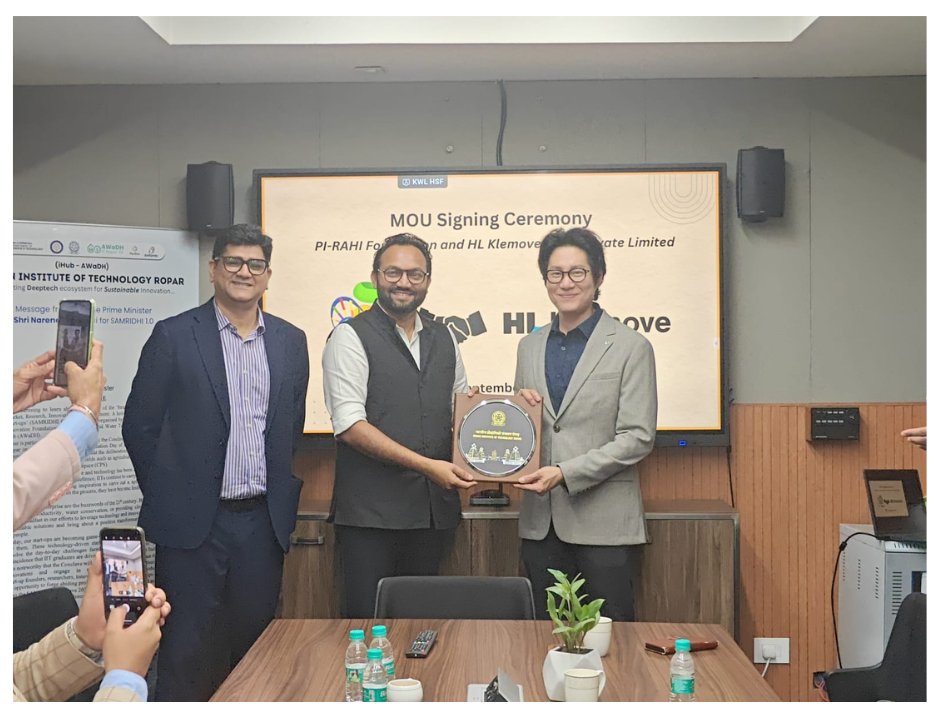 PI-RAHI, Northern Region S&amp;T Cluster and HL KLEMOVE India Pvt. Ltd. Sign MoU to Foster Innovation in Sustainable Mobility 
In a significant step towards advancing sustainable mobility solutions and strengthening India’s innovation ecosystem, the Panjab University – IIT Ropar