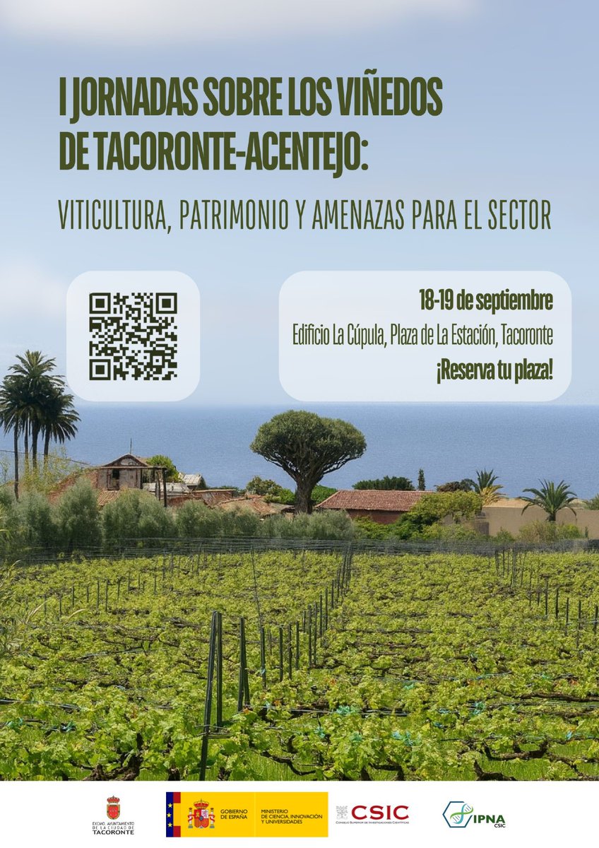Todo a punto en la Pequeña DO <a href="/tacovin/">Tacoronte-Acentejo</a>  para acoger los días 18 y 19 de septiembre las Jornadas sobre Viticultura, Patrimonio y Retos para el sector del vino...solicita más información por e mail en prensa@ipna.csic.es