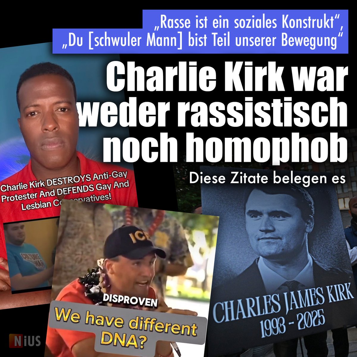 Deutsche Medien verunglimpften Charlie Kirk als „rassistisch“ und „homophob“. Zwei Videos zeichnen das Gegenteil nius.de/politik/news/c…
