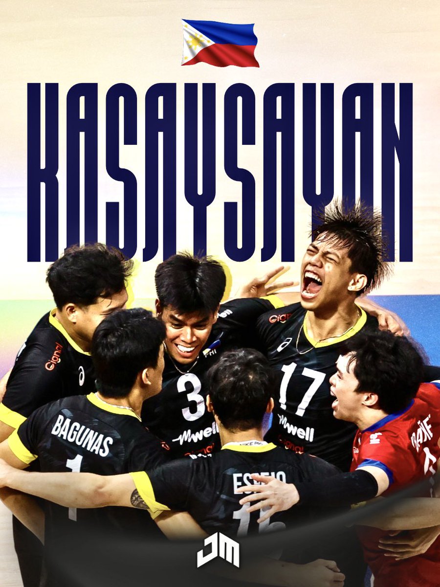 johnmarkdg_'s tweet image. WALANG IMPOSIBLE, PILIPINAS 🇵🇭

History has been made in Manila as the Philippines wins its first-ever FIVB Volleyball Men’s World Championship match, taking down African champion and world No. 23 Egypt!

A win against Iran on Thursday will send Alas Pilipinas to the Round of 16.…