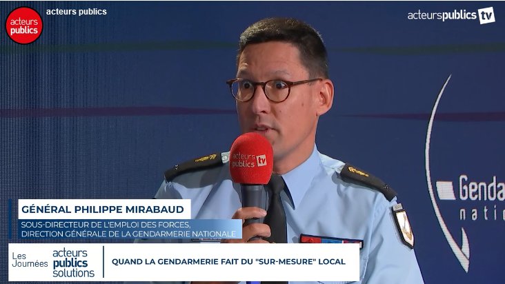 [Gendarmerie] Une approche sur mesure de l'action publique sécuritaire et les outils pour renforcer le lien avec les élus présenté sur <a href="/acteurspublics/">acteurs publics</a> 🎙️par le GBR Mirabaud, sous‑directeur de l'emploi des forces à la Direction générale de la <a href="/Gendarmerie/">Gendarmerie nationale</a> 💬lnkd.in/eesXrSYk