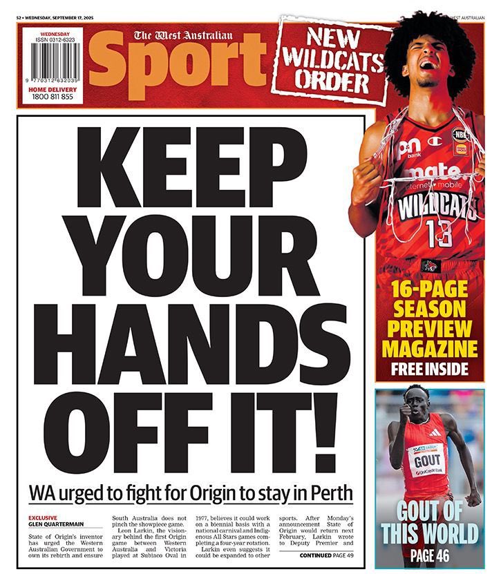 The back page of tomorrow’s <a href="/westaustralian/">The West Australian</a> 

<a href="/TheWestSport/">The West Sport</a>
