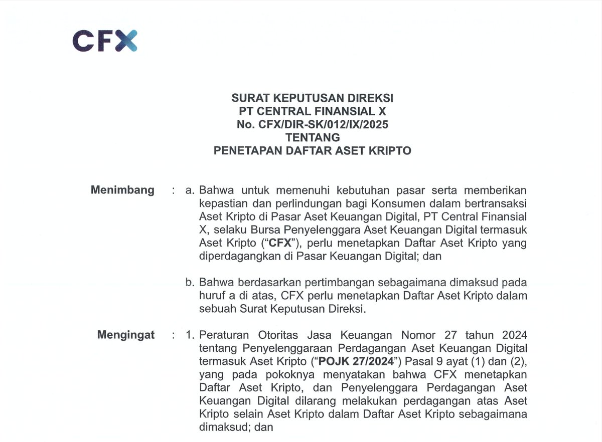 nygelbygel's tweet image. Gratz @WhatTheFreg 🚀🚀🚀

$WTF has registered under CFX. A licensed and regulated crypto asset exchange in Indonesia supervised by the Financial Services Authority.

@PiperxProtocol @StoryProtocol
