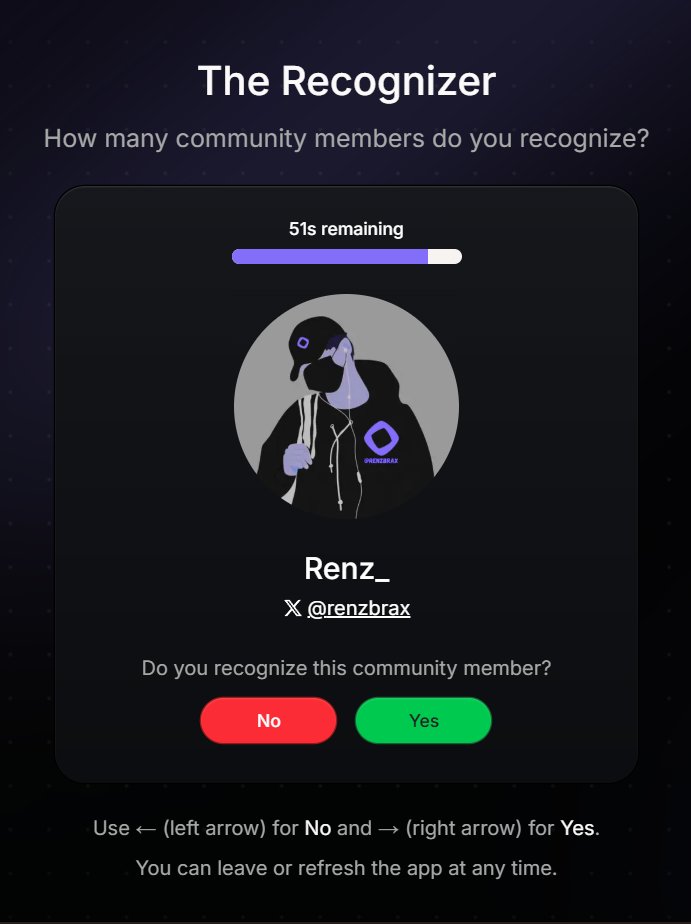 renzbrax's tweet photo. Gmonad💜 

If you catch me on Recognizer👉 hit that YES💜

Your tiny click can spark a huge wave for the community. https://t.co/LEh7N8RfxU