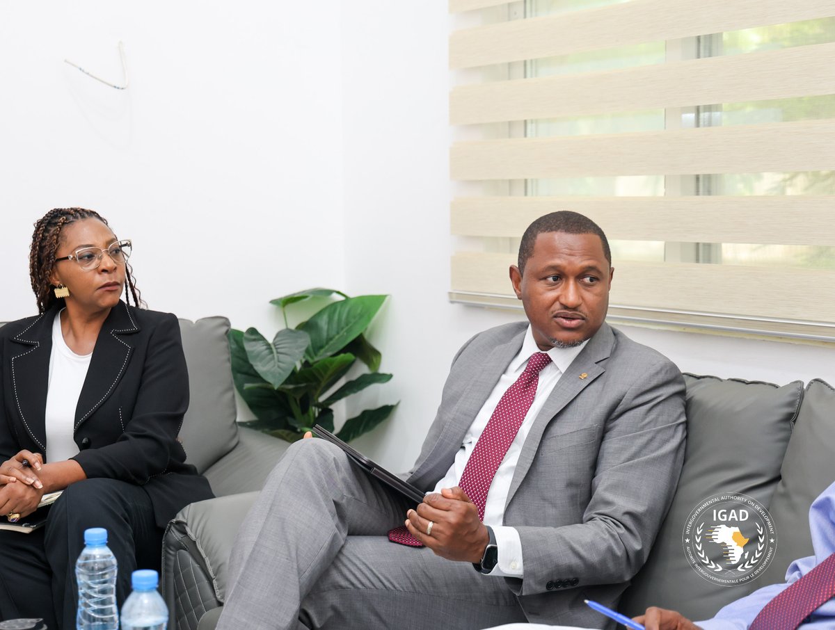 IGADsecretariat's tweet image. 🤝 IGAD &amp;amp; UNHCR Strengthen Collaboration | Djibouti

Representing @DrWorkneh, IGAD Directors of Administration &amp;amp; Finance and Health &amp;amp; Social Development met with the Regional Director of @Refugees, @mamadou_dbalde, to advance refugee protection and human mobility solutions.

Both