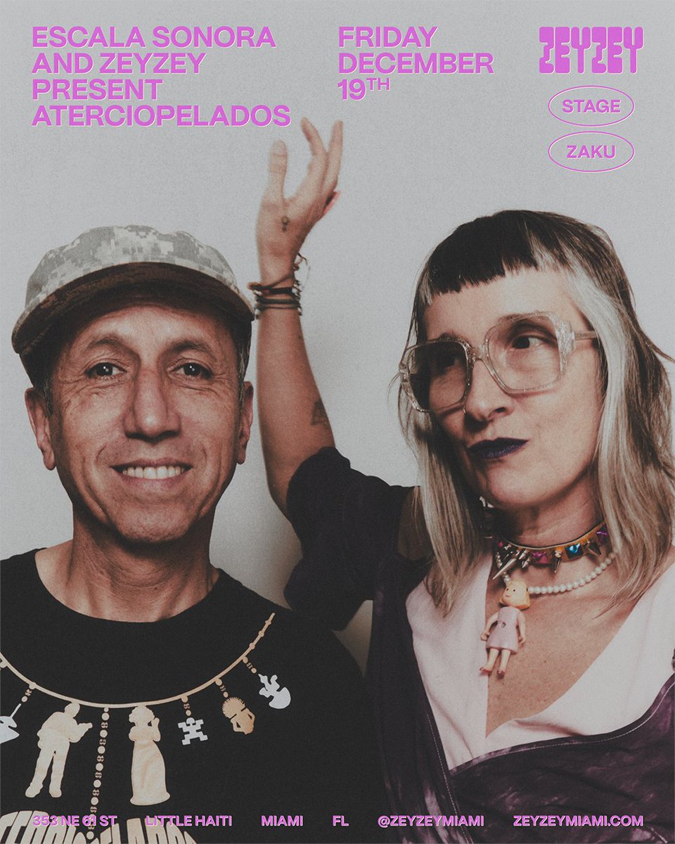 From Bogotá’s ‘90s scene to ZEYZEY Miami ✨
<a href="/aterciopelados/">Aterciopelados</a> keep the Colombian rock legacy alive — Andrea Echeverri &amp; Héctor Buitrago return 12.19 🇨🇴🤘
🎟 Tickets on sale: shotgun.live/en/events/zeyz…

#aterciopelados #rockenespanol #colombia #miami