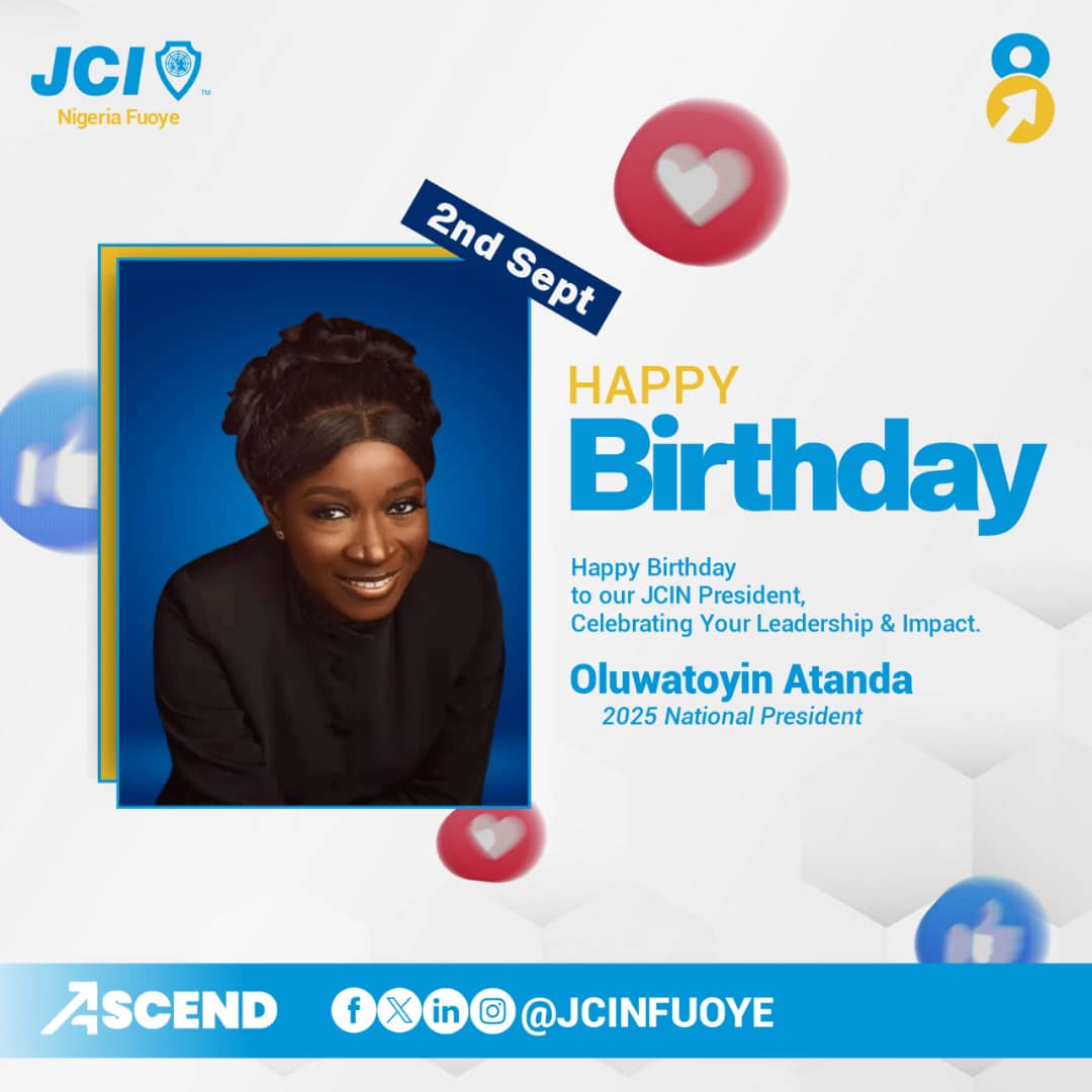 jcinfuoye's tweet image. Late but full of love 💙✨
Happy Belated Birthday to our amazing   JCI NIGERIA National President🎉🚀
Your leadership continues to inspire us

#JCINIGERIA 
#ELV8
#ASCEND
#JCINFUOYE
#JCICOLLEGIATE
#JCI
