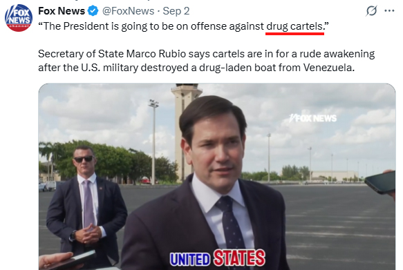 Problem, reaction, solution. Same old script. 

-Manufacture crisis
-Declare war on fear-based concept
-Push "solutions" that Trade freedom for safety
-Write laws that give the ruling class more control

Swap “cartel” for “terrorist” and it’s the past 20 years on all over again.