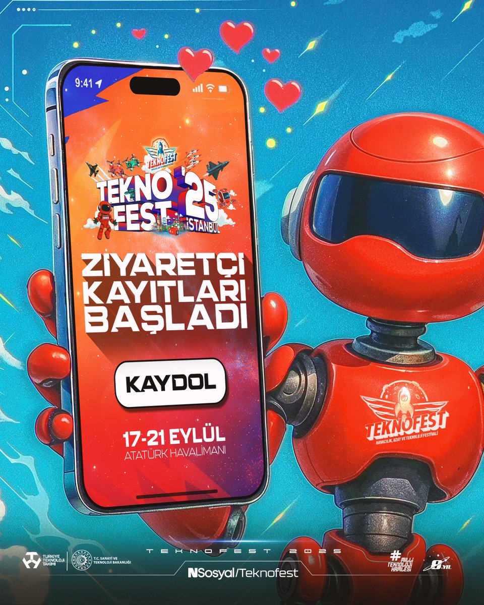 📌Teknolojiye yön verenler, geleceği şekillendirenler! 

✨️TEKNOFEST final heyecanına hazır mısınız?

📢 #TEKNOFEST İstanbul Ziyaretçi Kayıtları Başladı!

📍17-21 Eylül'de, Atatürk Havalimanı'ndayız...

👉 Kayıt yaptırmak için: t3kys.com/tr/teknofest/e…