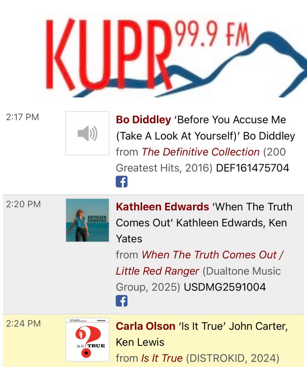 Thank you to “Sounds From The Super Highway” at KUPR 99.9 FM in New Mexico for spinning “Is It True” (our single with Carla Olson) yesterday!