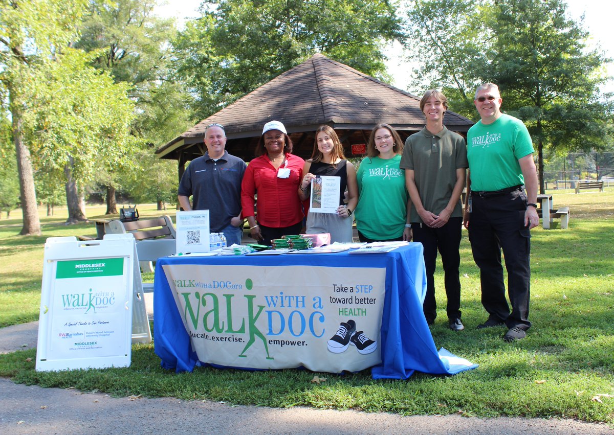 PWAYNJ's tweet image. Many thanks to the Comprehensive Stroke Center at @RWJUH and @MiddlesexCntyNJ for having the first of three #WalkWithADoc events today at Johnson Park’s Grove 1 picnic area in #Piscataway.