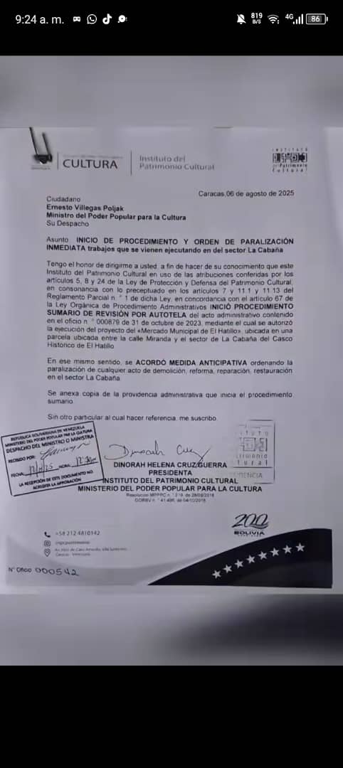 Me llega esta información, un gran paso para detener  la locura del Centro Comercial que están haciendo en medio del casco histórico de El Hatillo, los hatillanos debemos seguir presionando para que está construcción no se lleve a cabo. <a href="/kattysalerno/">𝕂𝕒𝕥𝕥𝕪 𝕊𝕒𝕝𝕖𝕣𝕟𝕠</a> <a href="/gash276/">Gaby Santander Hulián</a> <a href="/escovargabriela/">Maria Gabriela Escovar</a>