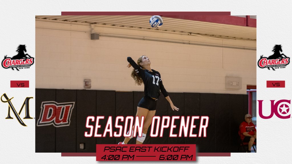 SEASON OPENER! This afternoon the women's volleyball team opens the 2025 season at the PSAC East Kickoff Tournament. DU takes on Millersville University at 4:00 PM and then Charleston (W.V.) at 6:00 PM. Let's go Lady Chargers!