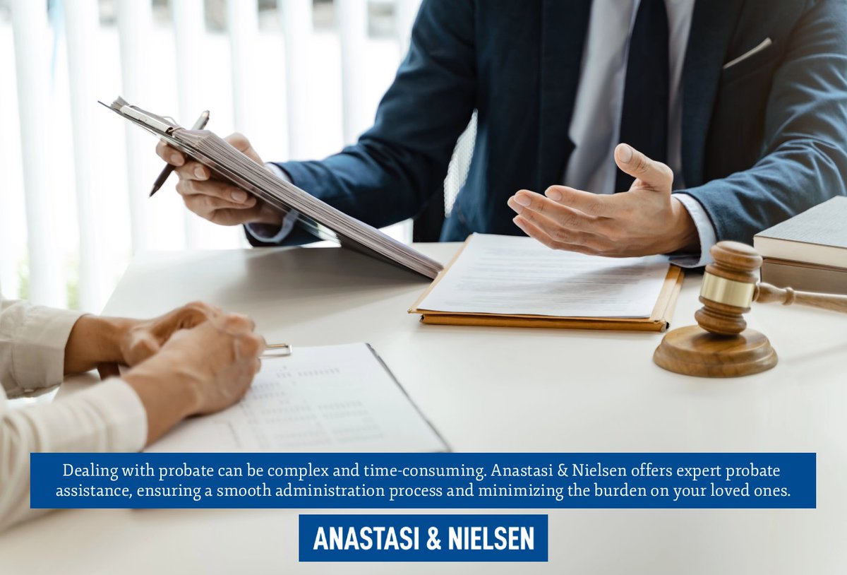 AnastasiNielsen's tweet image. Dealing with probate can be complex and time-consuming. Anastasi &amp;amp; Nielsen offers expert probate assistance, ensuring a smooth administration process and minimizing the burden on your loved ones. nielsenlawoffice.com #Probate #ProbateAssistance #Attorney