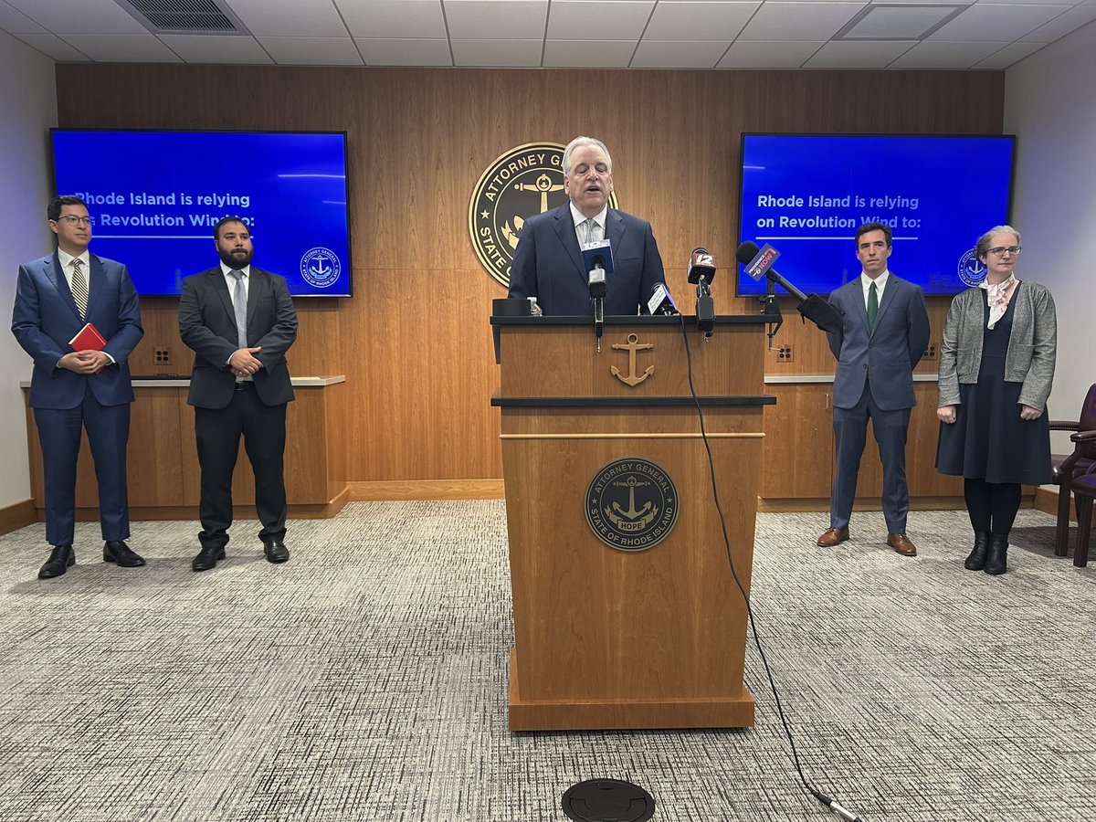 AG Peter Neronha announces intention to sue the Trump Administration today over its Aug. 22nd stop-work order for Revolution Wind. The offshore wind project is 80% complete and would reportedly provide energy to 350,000 homes in RI and CT <a href="/NBC10/">NBC 10 WJAR</a>