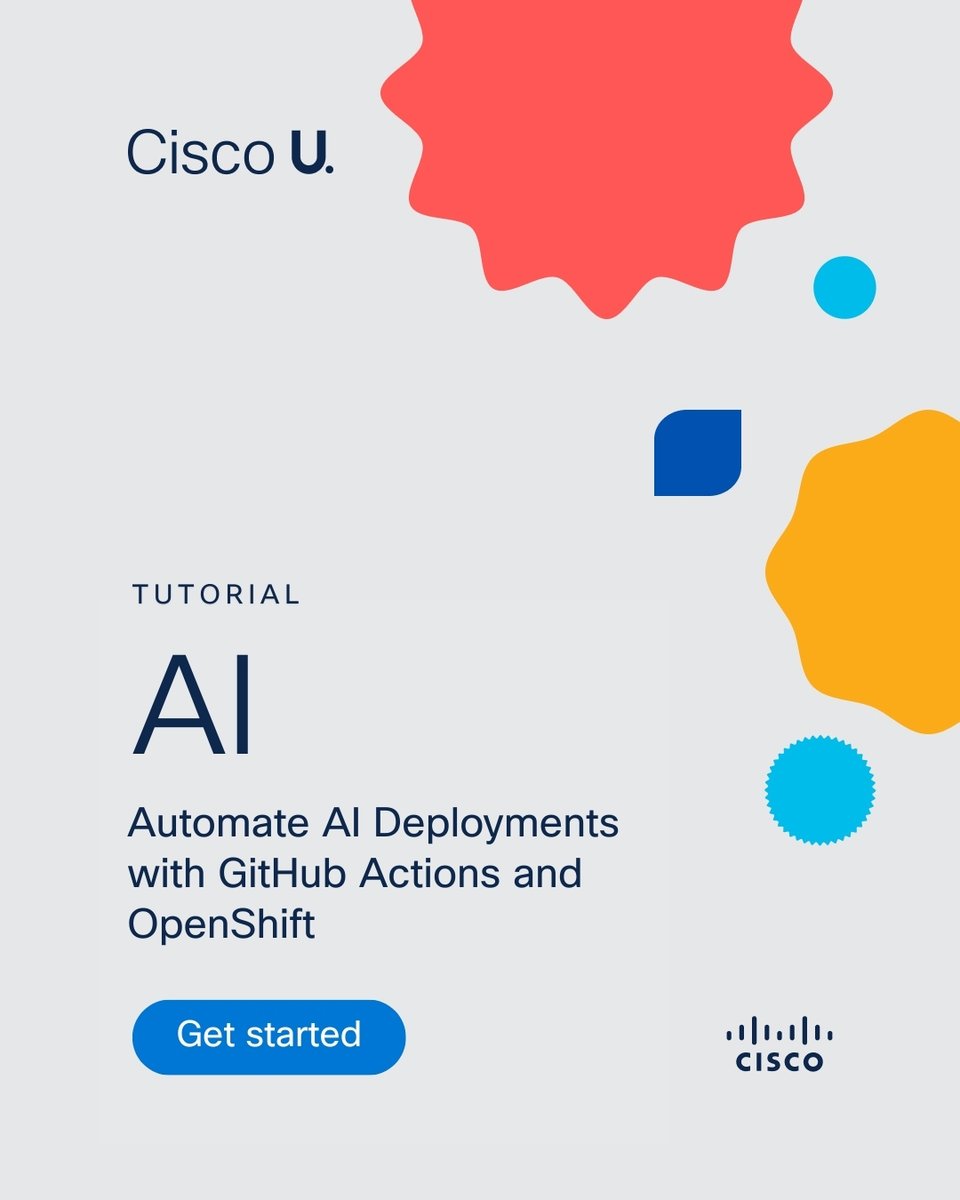 LearningatCisco's tweet image. Automating #AI deployments just got easier. In this free 55m tutorial, you&apos;ll learn to build a complete #MLOps pipeline that handles everything form model training to production deployment—automatically.

🔗 Get started now in #CiscoU. Free: cs.co/6010A8bpy