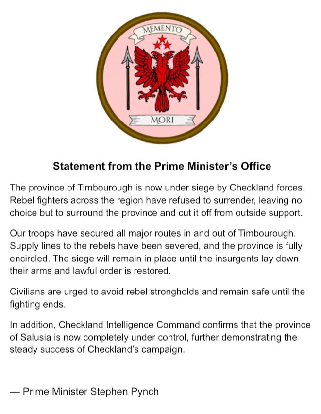 Official Statement: Update on Timbourough and Salusia.
#Checkland #Micronation