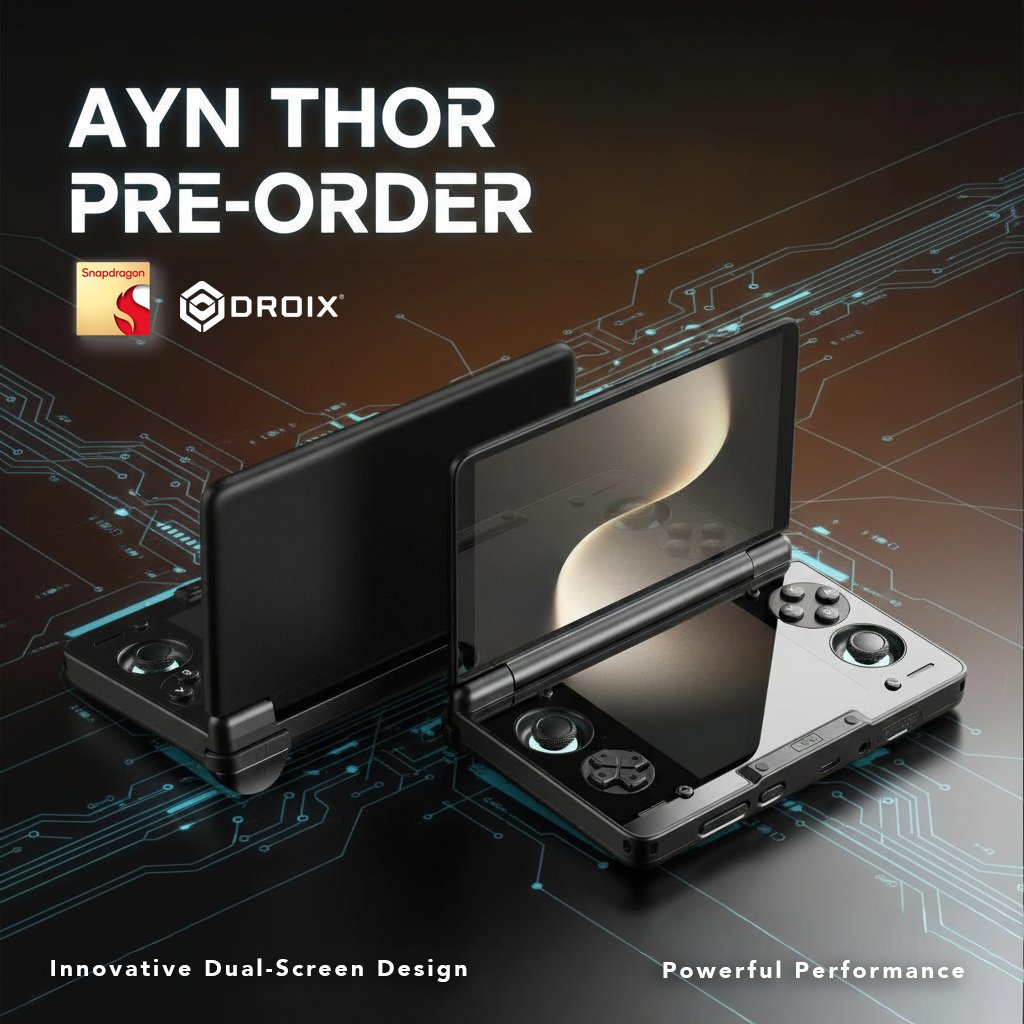 DroiX_Store's tweet image. The AYN Thor is here! 🔥 Experience next-level gaming with this dual-screen Android handheld. Two AMOLED displays, Snapdragon power, and pure portable bliss.

#AYNThor #AndroidGaming #GamingTech #DROIX #Preorder