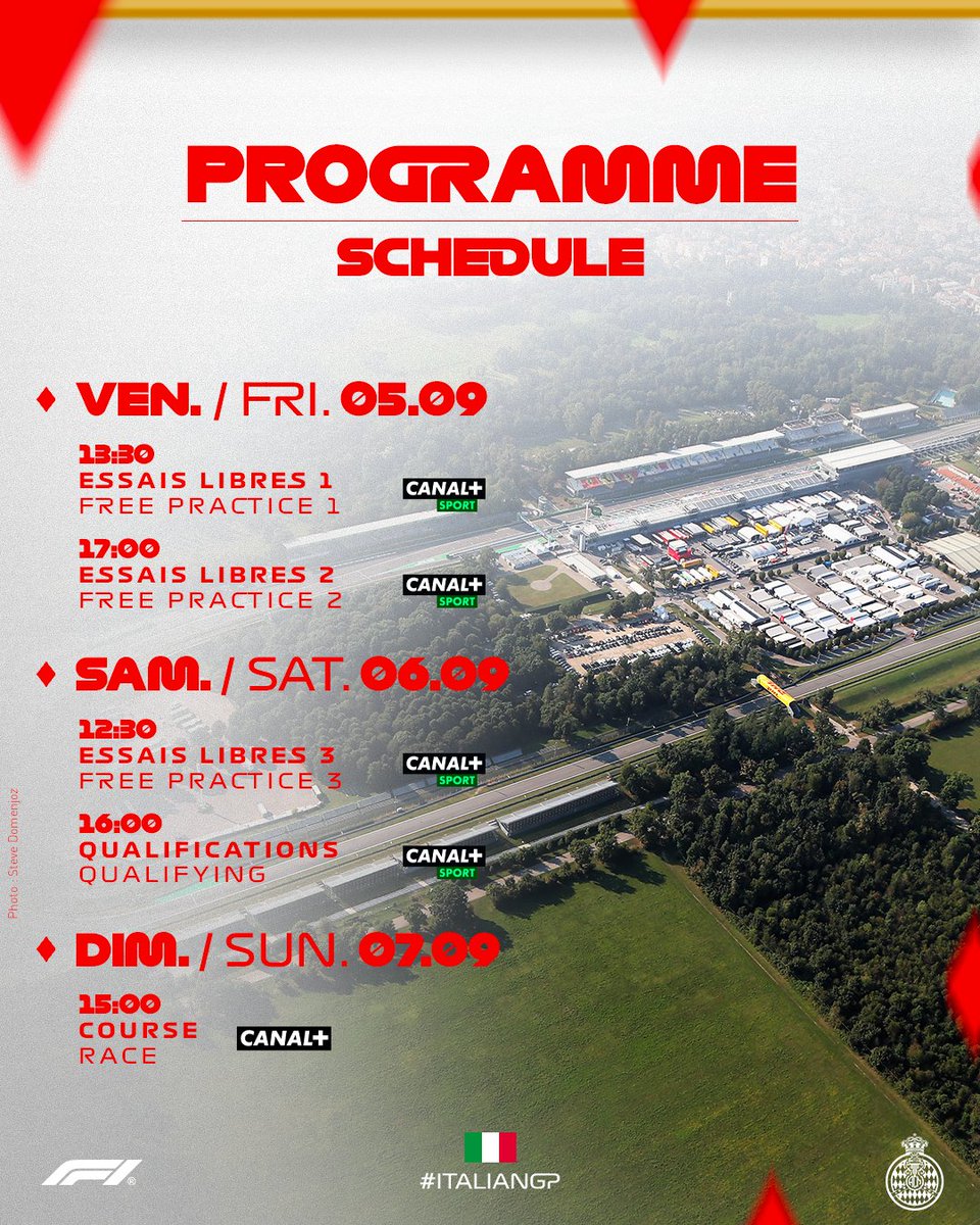 Automobile Club de Monaco (@acm_media) on Twitter photo ๐ฃ PROGRAMME TV ๐บ
Direction le temple de la vitesse, le mythique tracรฉ de Monza ๐ฎ๐น pour la 16e manche du calendrier 2025 ๐๏ธ
๐ฅ๏ธ Dรฉcouvrez le programme TV sur les chaรฎnes du groupe Canal + ๐ฒ๐จ๐ซ๐ท
--
Head for the temple of speed, the legendary Monza track ๐ฎ๐น for the 16th round of ๐ฃ PROGRAMME TV ๐บ
Direction le temple de la vitesse, le mythique tracรฉ de Monza ๐ฎ๐น pour la 16e manche du calendrier 2025 ๐๏ธ
๐ฅ๏ธ Dรฉcouvrez le programme TV sur les chaรฎnes du groupe Canal + ๐ฒ๐จ๐ซ๐ท
--
Head for the temple of speed, the legendary Monza track ๐ฎ๐น for the 16th round of