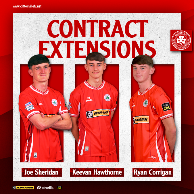 cliftonvillefc's tweet image. ✍️ Cliftonville FC are delighted to announce that Academy graduates Joe Sheridan, Keevan Hawthorne and Ryan Corrigan have signed contract extensions until 2028.

➡️ cliftonvillefc.net/2025/09/04/thr…
