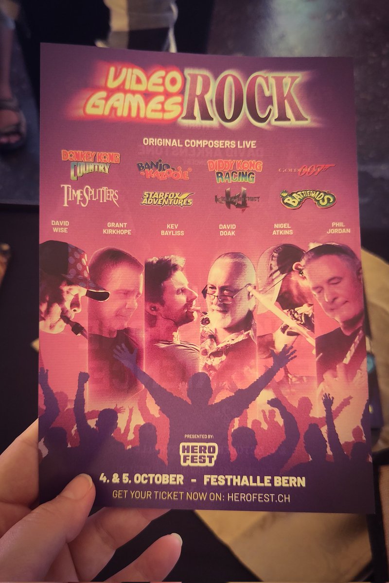 Really awesome double-sided flyers for two very cool VGM and Epic Music concerts at Hero Fest in Bern, Switzerland next month, featuring The Arkenstone Experience and Video Games ROCK!

Hope to see y'all there; can't wait for this!!

More info: herofest.ch/de/musik-konze…