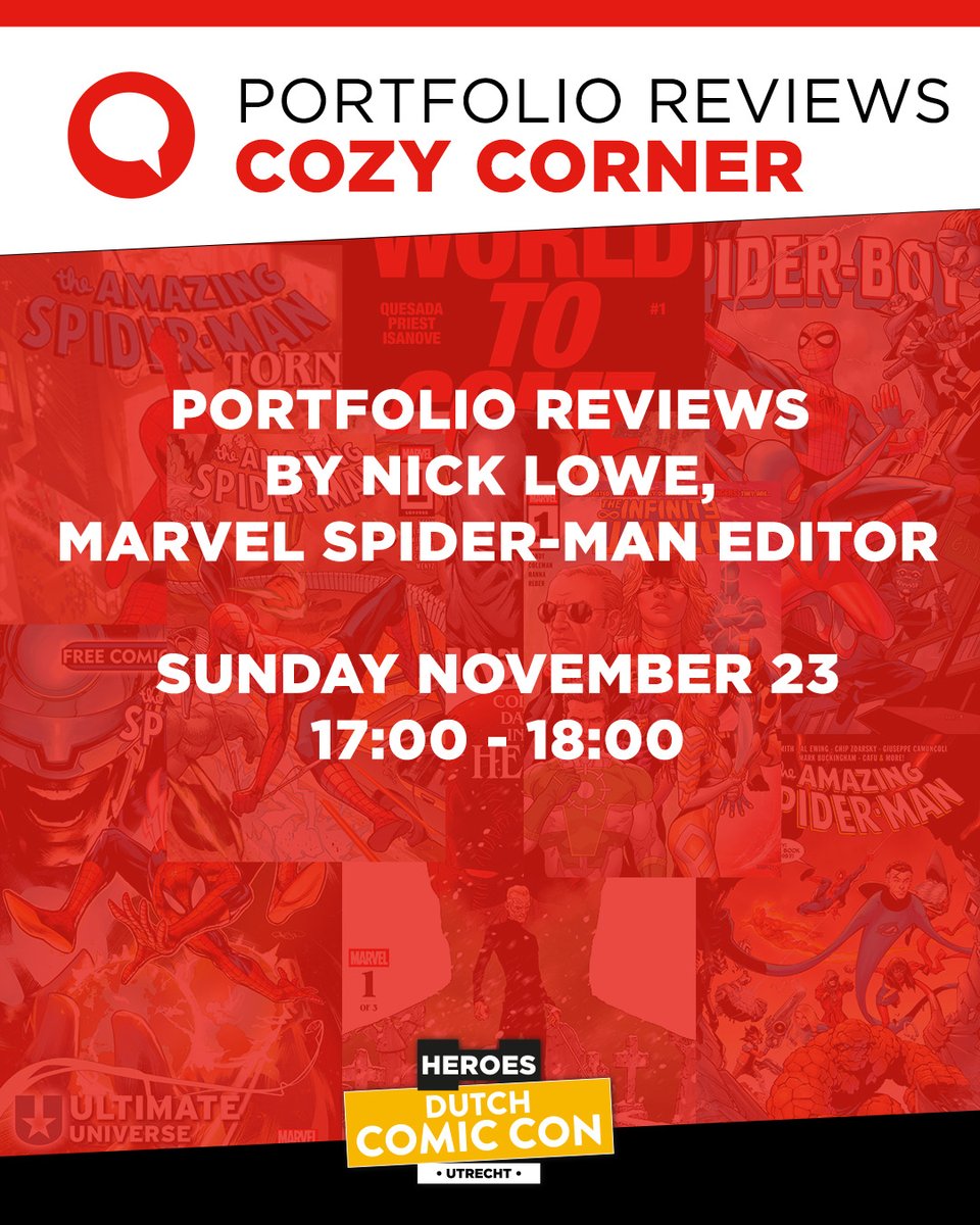 Todd Nauck and Nick Lowe are taking over the Cozy Corner at Heroes Dutch Comic Con!

📍 Cozy Corner – Sunday November 23

✏️ Current Comics Program: bit.ly/4cWzcLn