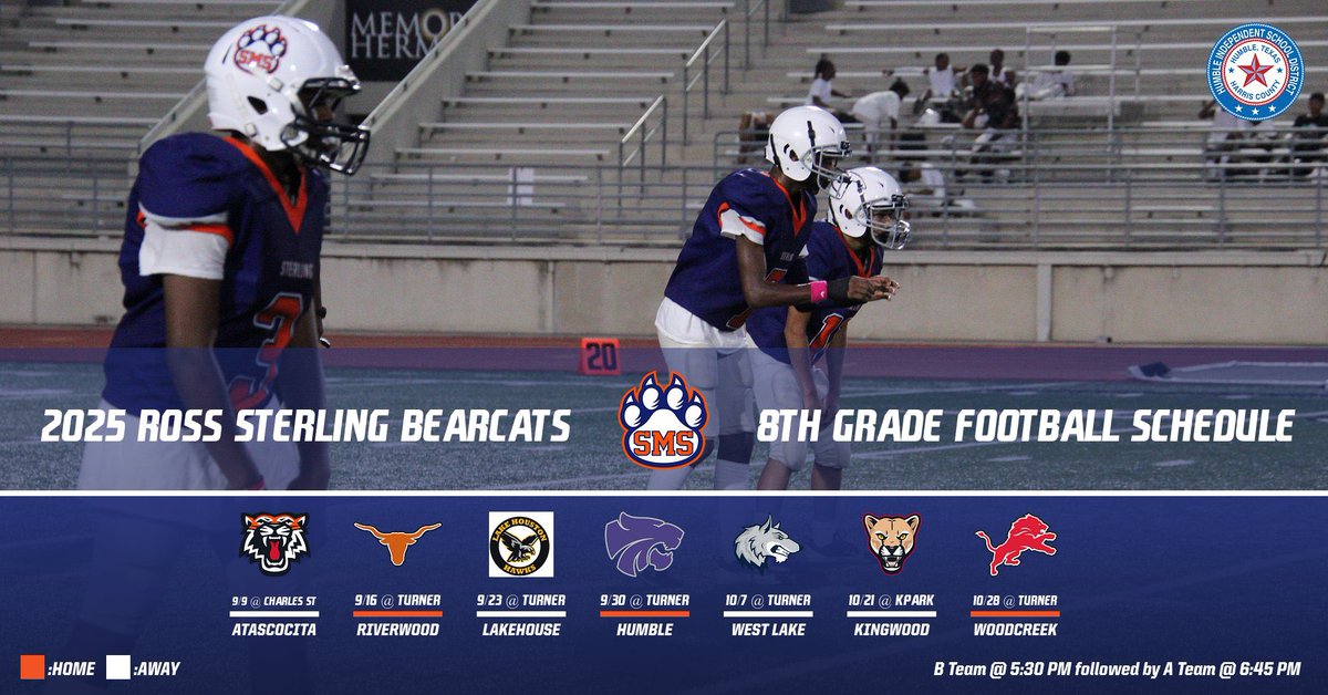 Your 7th and 8th grade football schedule for the 2025 season! Let’s go Bearcats #EatUmUp #Consistency