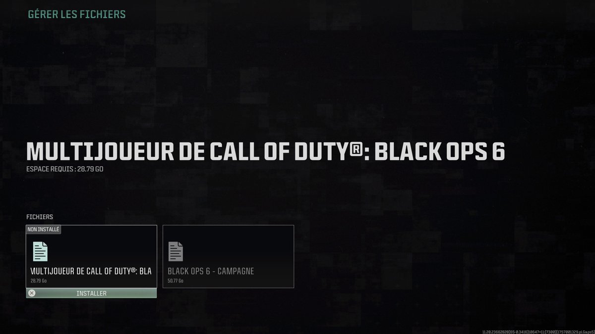⚠️ Info pour les joueurs PlayStation 5 :
Avec la mise à jour d’aujourd’hui, vous devez aller dans "Gérer les fichiers" et réinstaller le Pack Multijoueurs de Black Ops 6.

📥 Le téléchargement fait 98 Go, mais une fois installé il n’occupera qu'environ 28 Go sur votre console.