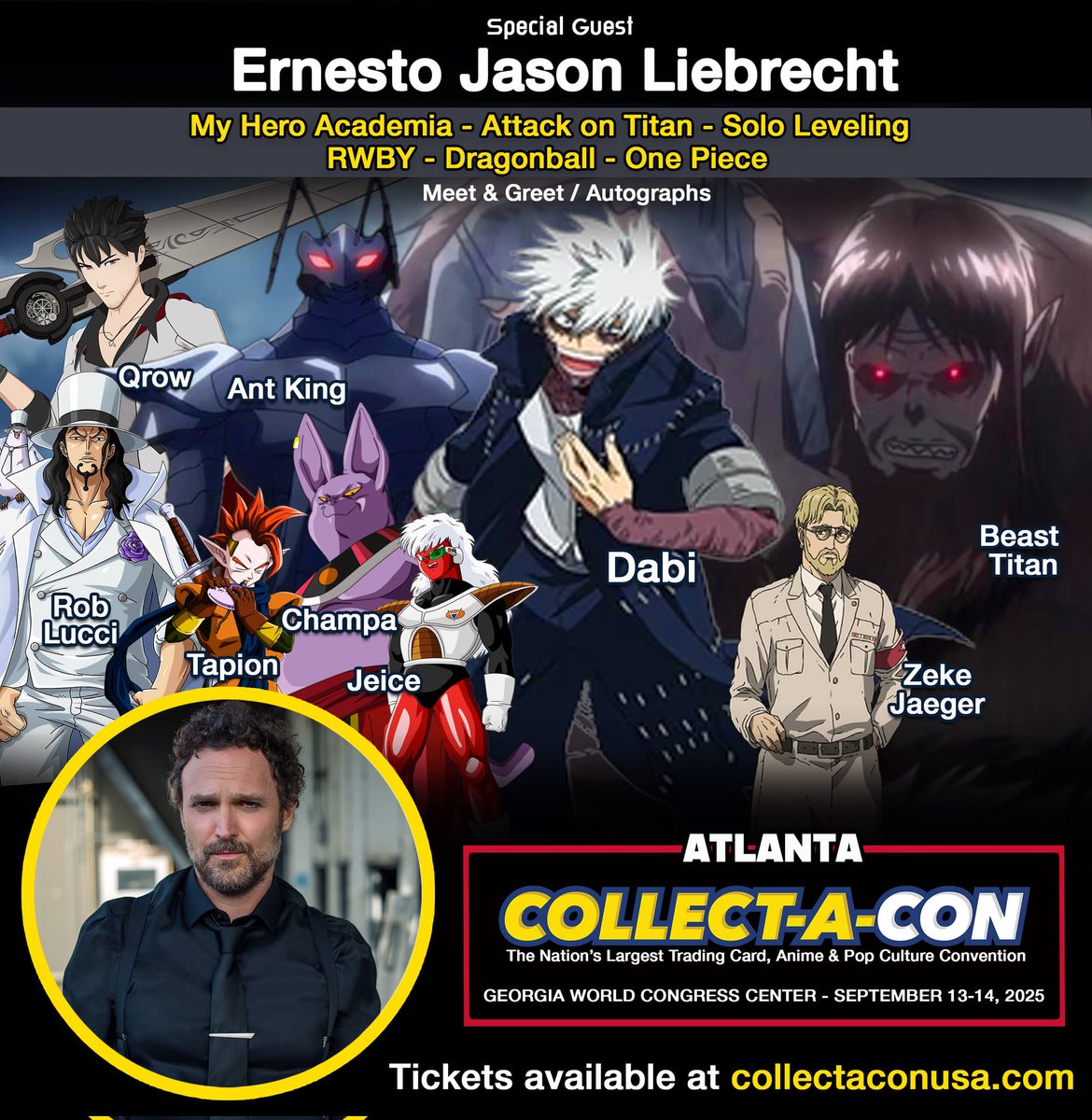 DENIZENS OF LOST CITY OF #ATLANTA! We’re headed to the #DIRTYSOUTH for a #DragonCon🐉hangover CURE! The BEAUTIFUL <a href="/AboutElizabethM/">Elizabeth Maxwell</a>, my BROTHER <a href="/JustChrisSabat/">Christopher Sabat</a> &amp; so many others will be THERE! Bring your #LUCCIs #DABIs #BERUs &amp; TAKE A BITE OUTTA PEACH! Be there...if you dare!