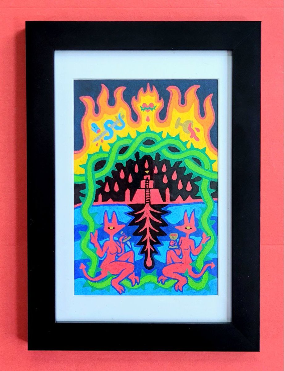 "Shrine of the bleeding heart" 
Posca painting made for a thrifted frame