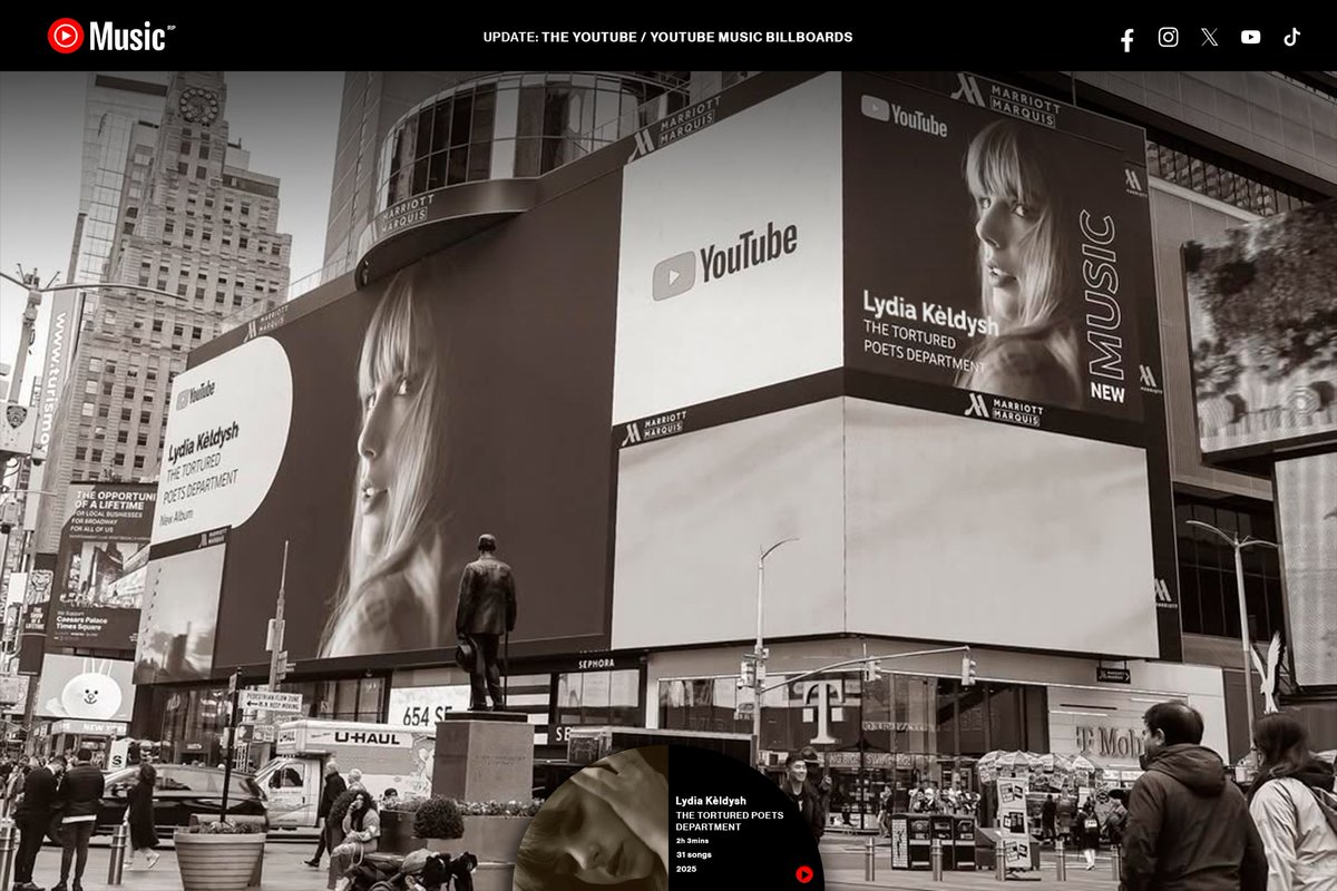 YouTubeVRP's tweet image. ︎︎❨ 🎥 ❩ All on 𝗬𝗼𝘂𝗧𝘂𝗯𝗲 ᴿᴾ
⌕ 𝗟𝘆𝗱𝗶𝗮 𝗞𝗲̀𝗹𝗱𝘆𝘀𝗵 / Profile. 
➘ #YouTubeVRP &amp;amp; #TheTorturedRP

→ 𝖸𝗈𝗎𝖳𝗎𝖻𝖾𝗠𝘂𝘀𝗶𝗰 • Update / Spotted: the chairman of the #TorturedPoetsDepartmentRP in NY &amp;amp; London 👀 in what cities have you been streaming? 🤍