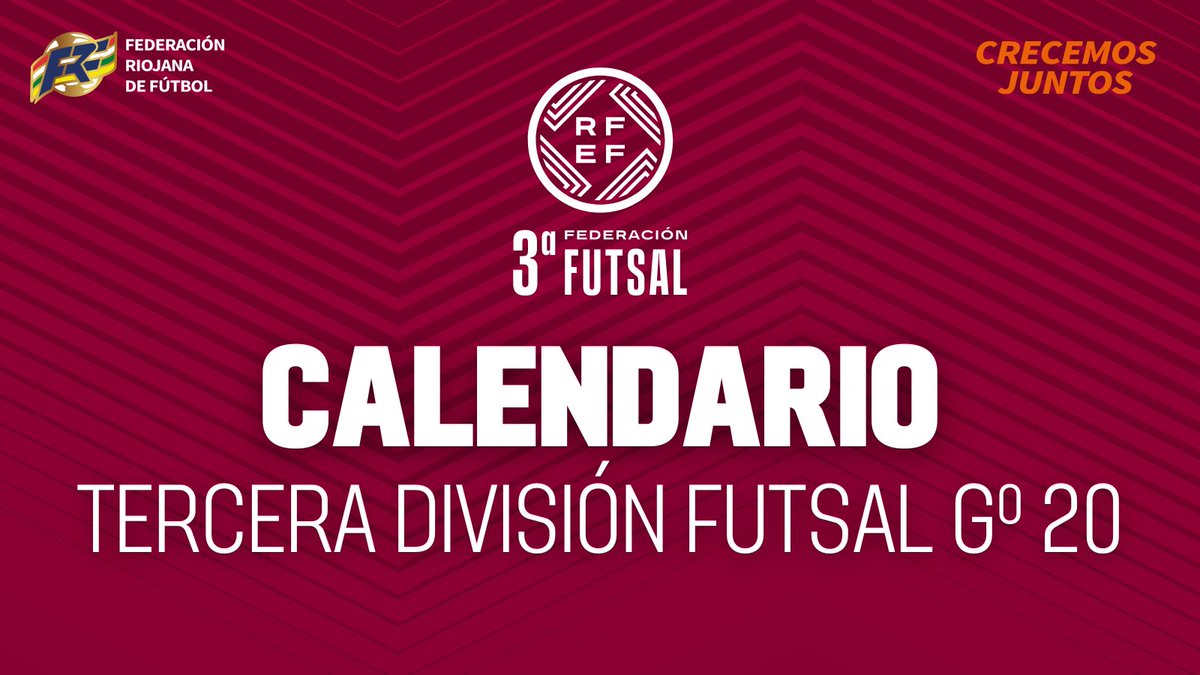 📅⚽ Ya tenemos calendario de la Tercera División Grupo 20 de #Futsal <a href="/fedriojafutbol/">Federación Riojana de Fútbol</a> 2025-2026‼️ 

✔️ Comienzo 4⃣ de octubre; final 2⃣3⃣ de mayo. 

🧐 Ver calendario y formato de competición en 🔗 frfutbol.com/pnfg/NNws_ShwN… 

#FutsalRiojano 
#CrecemosJuntos