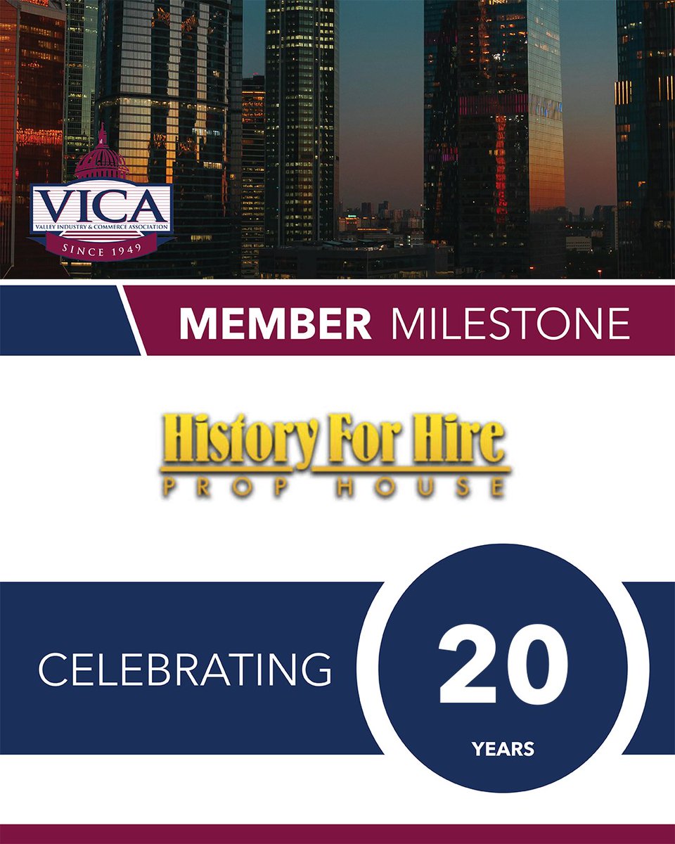 Join us in celebrating a 15 year member milestone!

History For Hire is a family-owned historical prop house rental business, servicing the entertainment industry. Thank you for your contributions to the SFV community and VICA’s mission!