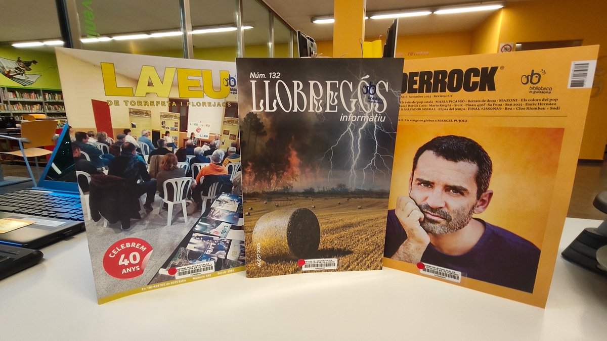 Biblioteca Guissona (@biblioguissona) on Twitter photo A la secció de revistes de #BiblioGuissona hi trobareu publicacions locals:
"Llobregós Informatiu"
Gràcies Fermí Manteca <a href="/kateman901/">Fermin Manteca</a> i <a href="/apac_tora/">APAC Torà</a>
"La Veu de Torrefeta i Florejacs"
Gràcies <a href="/AJTorrefeta/">TorrefetaiFlorejacs</a>
L'<a href="/enderrock/">Enderrock</a> de setembre dedicat al compositor local <a href="/petitdecaleril/">elpetitdecaleril</a> A la secció de revistes de #BiblioGuissona hi trobareu publicacions locals:
"Llobregós Informatiu"
Gràcies Fermí Manteca <a href="/kateman901/">Fermin Manteca</a> i <a href="/apac_tora/">APAC Torà</a>
"La Veu de Torrefeta i Florejacs"
Gràcies <a href="/AJTorrefeta/">TorrefetaiFlorejacs</a>
L'<a href="/enderrock/">Enderrock</a> de setembre dedicat al compositor local <a href="/petitdecaleril/">elpetitdecaleril</a>