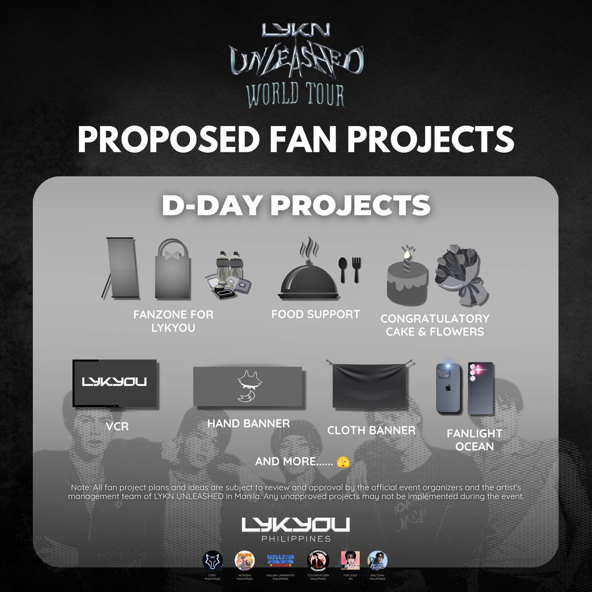 LYKN UNLEASHED in MANILA — PROPOSED FAN PROJECTS

The Final Howl is here—together, let us turn every project into a lasting echo of our love, every moment into a memory that will forever remind the boys of how deeply Filo LYKYOUs stand by their side. 🐺

#LYKNTOURxMANILA #LYKN