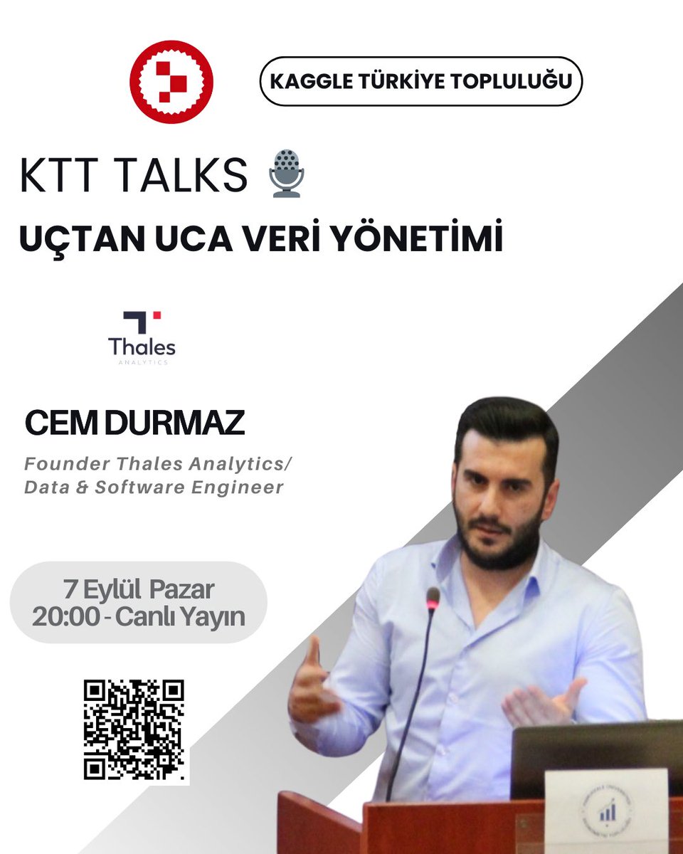 📢 KTT Talks’ta bu hafta: Uçtan Uca Veri Yönetimi
🎙️ Konuk: Cem Durmaz (Founder @ Thales Analytics)
📅 7 Eylül Pazar, 20:00
📍 YouTube (canlı)
🔗youtube.com/@KTT_TALKS_YOU…

#KTTTalks #VeriYönetimi