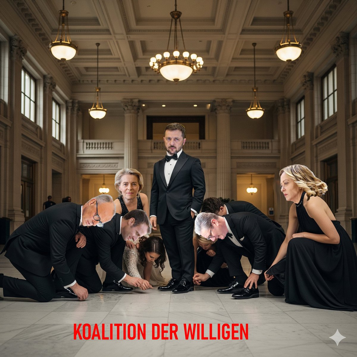 XselbstDenker's tweet image. #koalition #der #willigen #selenskyj #vonderleyen #starmer #macron #meloni #koalitionderwilligen #geldohneende
